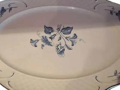 Villeroy & Boch Val Bleu Servierplatte 25cm Oval Blumenmuster Weiß Porzellan