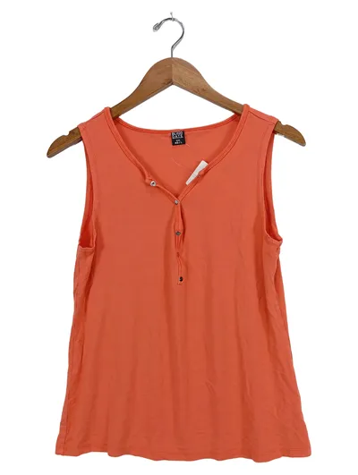 Blind Date Damen Top Gr. 40/L Orange Ärmellos V-Ausschnitt Viskose