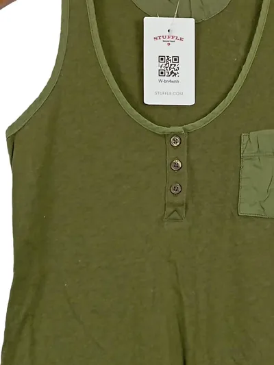 Armani Exchange Damen Tank Top Oliv Gr. XS Baumwolle Knopfleiste