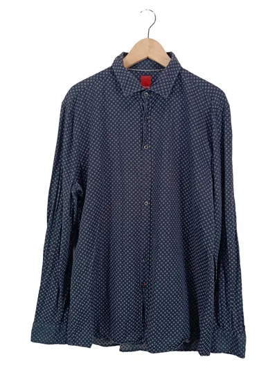 PURE Herren Business Hemd Blau gepunktet Gr. 2XL Langarm Baumwolle