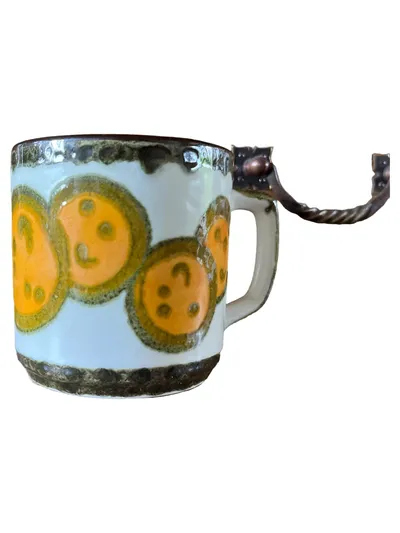 Schramberg Vintage Tasse Keramik Mehrfarbig Orange Gelb