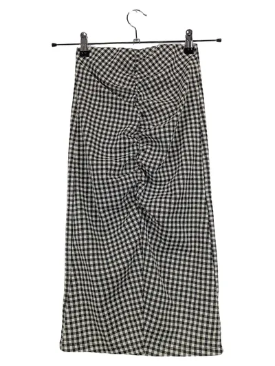 ZARA Damen Faltenrock kariert Schwarz Gr. M Midi Casual