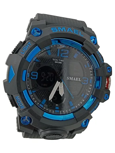 SMAEL Herren Armbanduhr Outdoor Sportuhr Schwarz Blau Digital Analog WR 50M