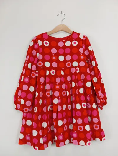 Jacadi Kinder Freizeitkleid Mädchen Gr. 128 Rot gepunktet Farbenfroh