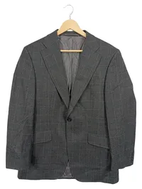 Breuninger Herren Sakko Gr. 50/L Grau Kariert Klassisch Business 1