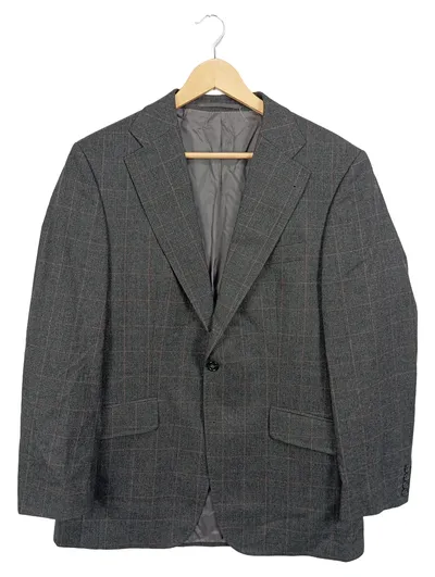 Breuninger Herren Sakko Gr. 50/L Grau Kariert Klassisch Business