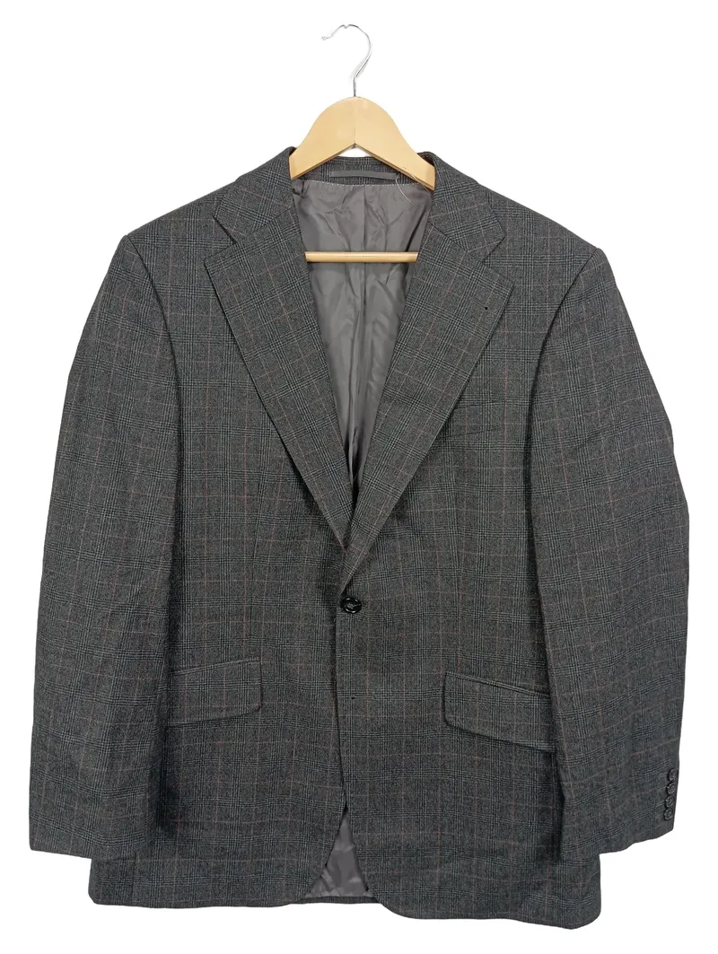 Breuninger Herren Sakko Gr. 50/L Grau Kariert Klassisch Business 1