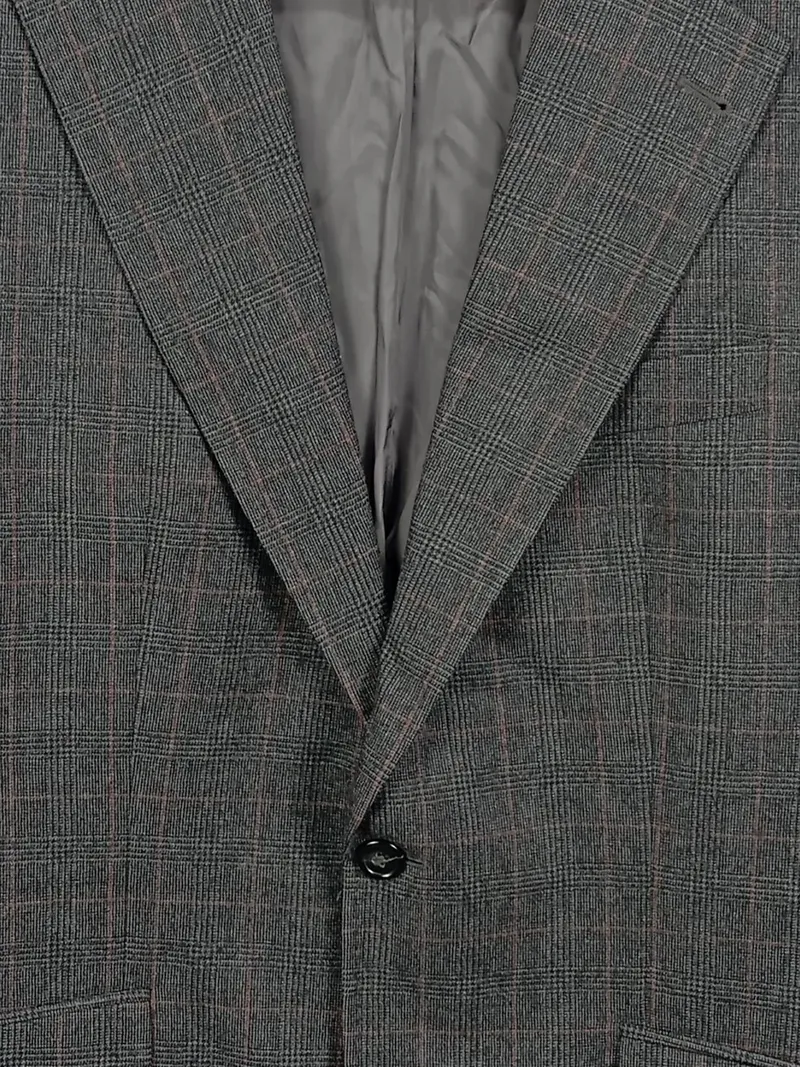 Breuninger Herren Sakko Gr. 50/L Grau Kariert Klassisch Business 2