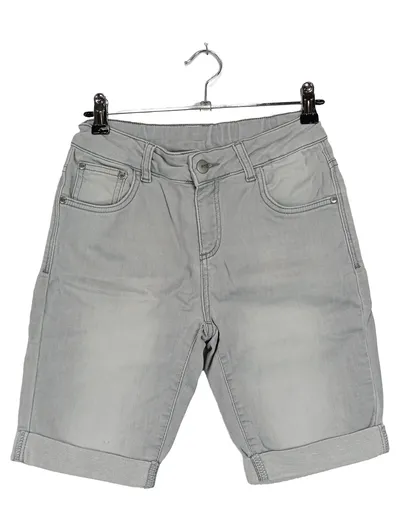 FITZ Jeans Shorts Kinder Gr. 152 Grau Casual Uni Baumwolle Knopf Logo