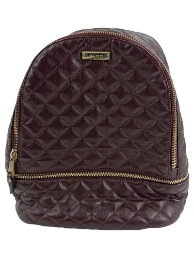 ALDO Damen Rucksack gesteppt Rot Elegant Goldkette Freizeit Alltag