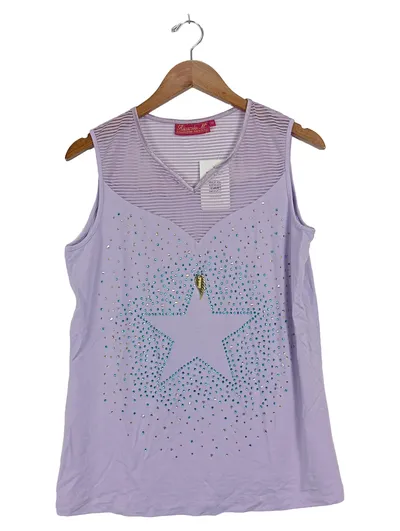 Ricarda M Damen Top Gr. 42 Lila Grafisch Ärmellos Strass Applikation