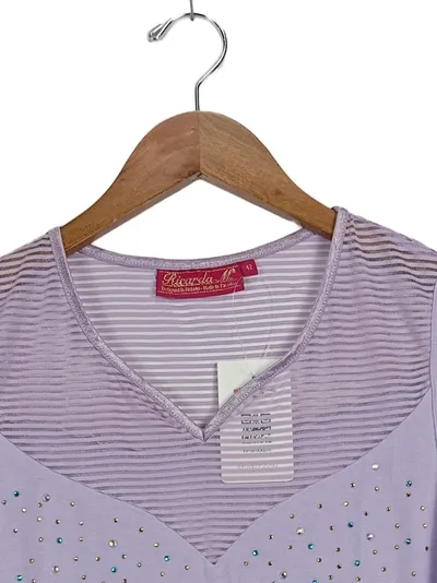 Ricarda M Damen Top Gr. 42 Lila Grafisch Ärmellos Strass Applikation
