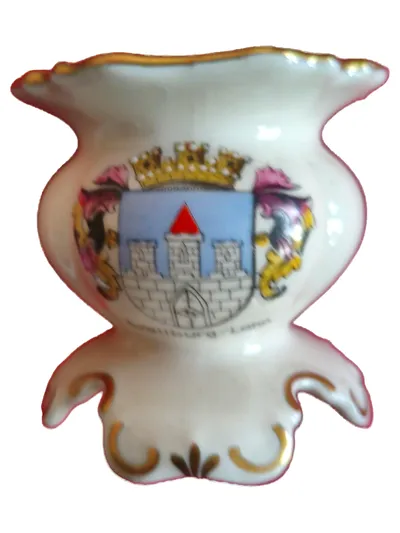 Bavaria Porzellan Vase Weiß Vintage Stadtwappen Porzellan Deko