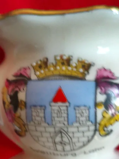 Bavaria Porzellan Vase Weiß Vintage Stadtwappen Porzellan Deko