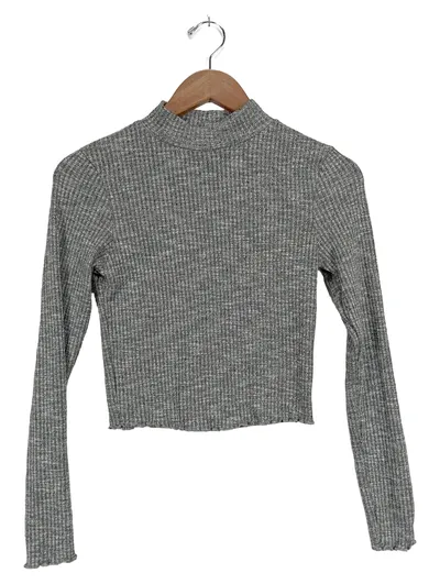 ASOS Design Damen Langarmshirt Rollkragen Grau Meliert Gr. 38