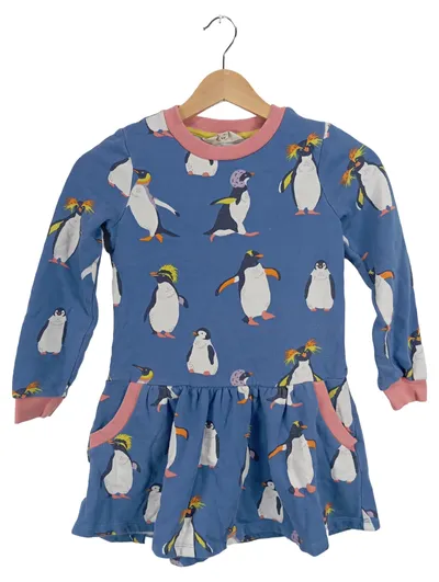 Mini Boden Sweatkleid Mädchen Pinguin Tiermotiv Blau Gr. 134 Baumwolle