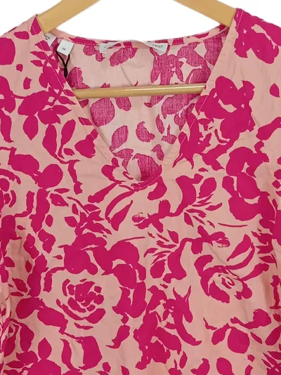SELECTED FEMME Damen Bluse Blumenmuster Rosa Gr. 38 Baumwolle Kurzarm