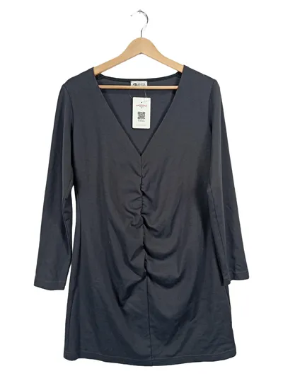 Brigitte Büge Damen Elegant Bluse Langarm Raffung Grau Gr. 40 L
