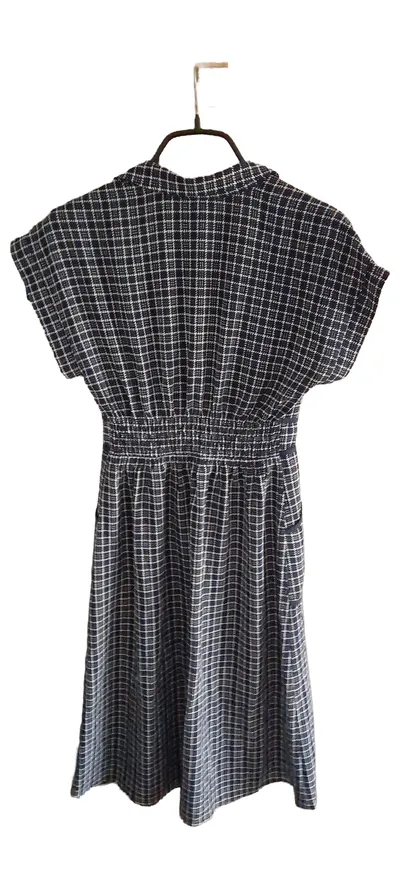 Monteau Damen Blusenkleid Gr. 36/S Kariert Blau Polyester Freizeit