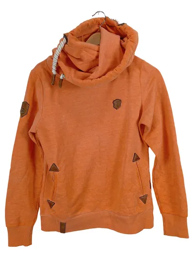 Naketano Damen Kapuzenpullover Hoodie Gr. M Orange Meliert Freizeit Casual