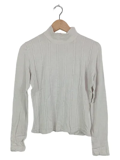 Marcel Clair Pullover Damen Beige S Rollkragen Zopfstrick Viskose Klassisch
