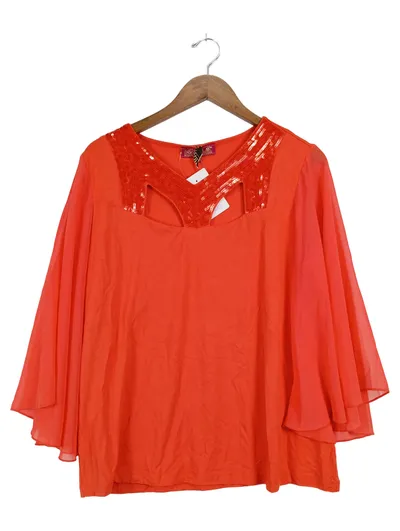 Ricarda M. Damen Bluse Elegant Orange Pailletten Langarm Gr. 44/XXL
