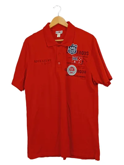 Roger Kent Herren Poloshirt Rot Gr. 52/XL Casual Baumwolle Kurzarm
