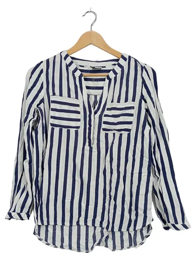 Street One Damen Bluse Gr. 36 blau weiß gestreift Viskose maritim