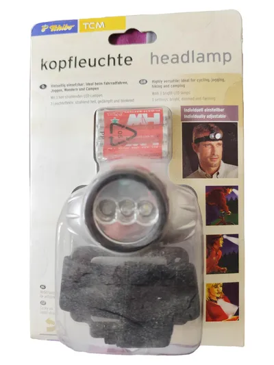 Tchibo Stirnlampe Kopflampe LED Grau Outdoor Camping Wandern Joggen