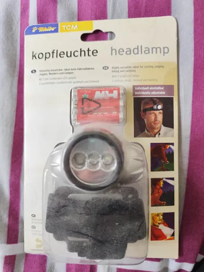 Tchibo Stirnlampe Kopflampe LED Grau Outdoor Camping Wandern Joggen