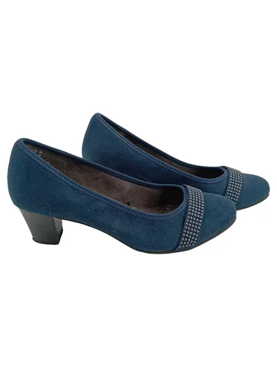 Jana Soft Line Damen Pumps Gr. 37 Dunkelblau Wildleder Absatz 4cm Elegant