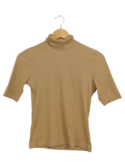 S. Marlon Damen Rollkragenpullover Rippstrick Beige Gr. S