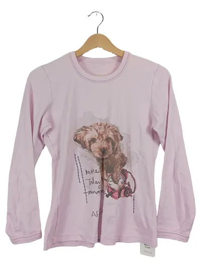 Affect Langarmshirt Mädchen Gr. XS Rosa Hund Motiv Baumwolle Shirt