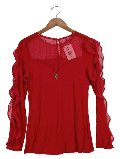 Ricarda M. Bluse Damen Gr. 36 Rot Rüschen Spitze Langarm Elegant