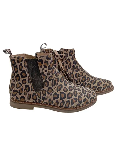 Pom d'Api Stiefelette Kinder Mädchen 32 Leo-Look Animal-Print Chelsea Boots