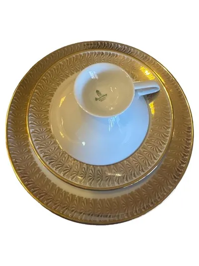 Winterling Kaffeeservice 3-tlg Porzellan Gold Dekor Tasse Untertasse Teller