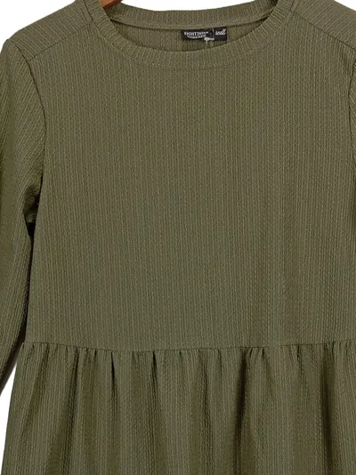 EIGHT2NINE Damen Strickkleid Langarm Oliv Gr. 36/S Casual Rippstrick