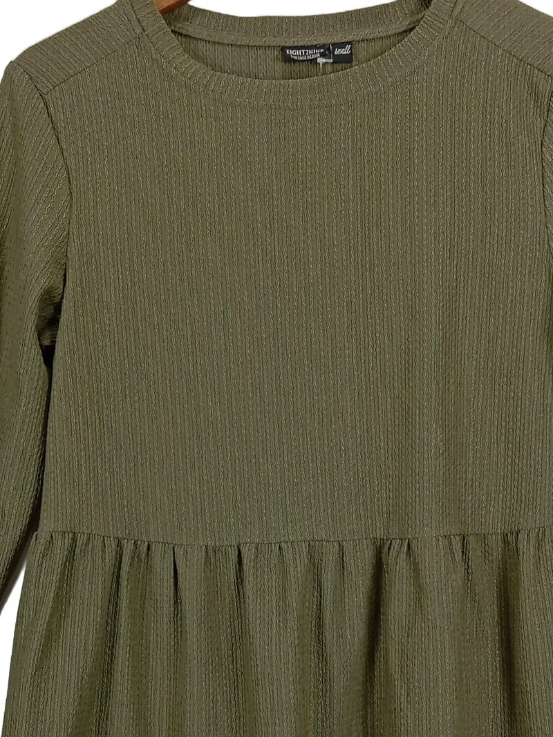 EIGHT2NINE Damen Strickkleid Langarm Oliv Gr. 36/S Casual Rippstrick 2
