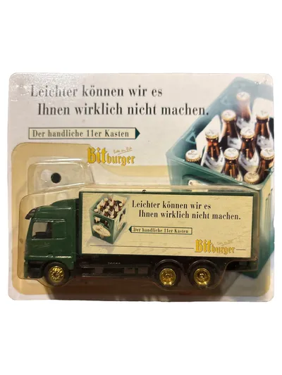 Mercedes-Benz LKW Modell Bitburger Werbung Sammlerfahrzeug Grün 11,5cm