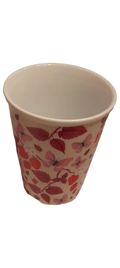 CUPPER Kaffeebecher Keramik Mehrfarbig Erdbeer Schmetterling Muster 250ml Tasse