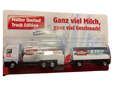 Müller Milchtankwagen Modellfahrzeug Weiß 5x22cm Werbeartikel