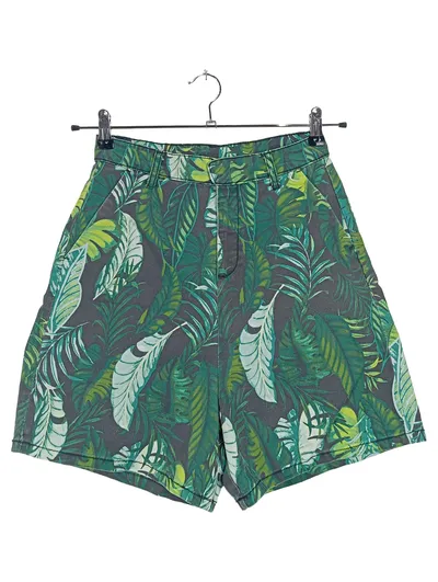 everme Damen Shorts Tropisches Blattmuster Baumwolle Casual Mehrfarbig W28 36 S