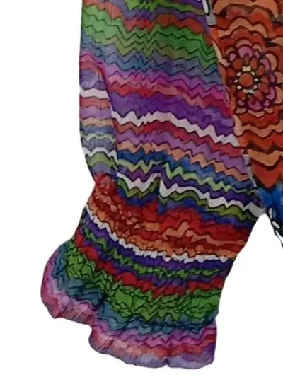 Desigual Damen Bluse XL Mehrfarbig Blumenmuster Langarm Bohemian