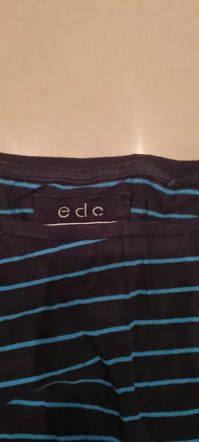 edc by Esprit Damen Langarmshirt Gestreift Blau Gr. XS 34 Baumwolle