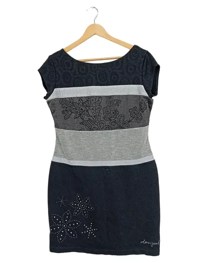 Desigual Damen Cocktailkleid XL Schwarz Modern Florales Muster
