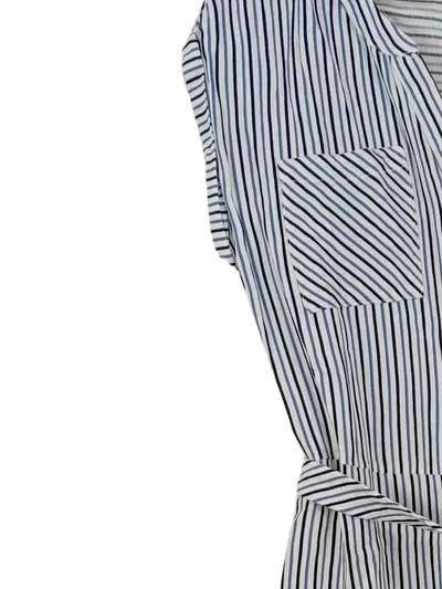 ONLY Damen Blusenkleid Gr. 36 Weiß Blau Gestreift Gürtel