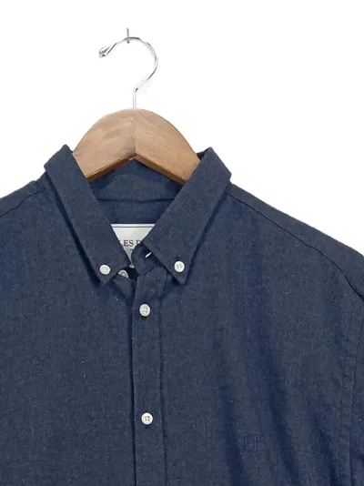 Les Deux Business Hemd Herren Blau Gr. 50/L Langarm Uni Bambus