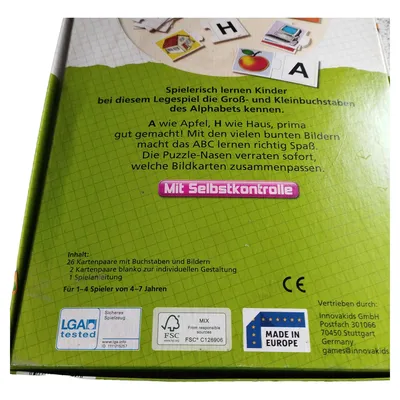 Innovakids ABC Legespiel Groß Klein Buchstaben Lernspiel Vorschule Pappe