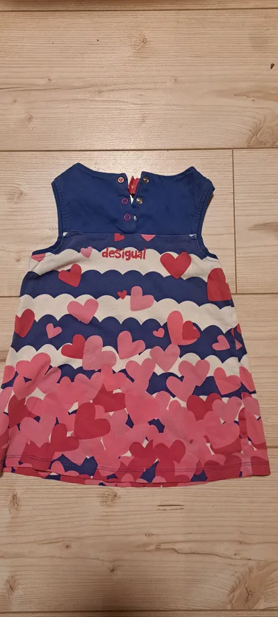 Desigual Kinder Sommerkleid Mädchen Gr. 80 Herz Muster Baumwolle