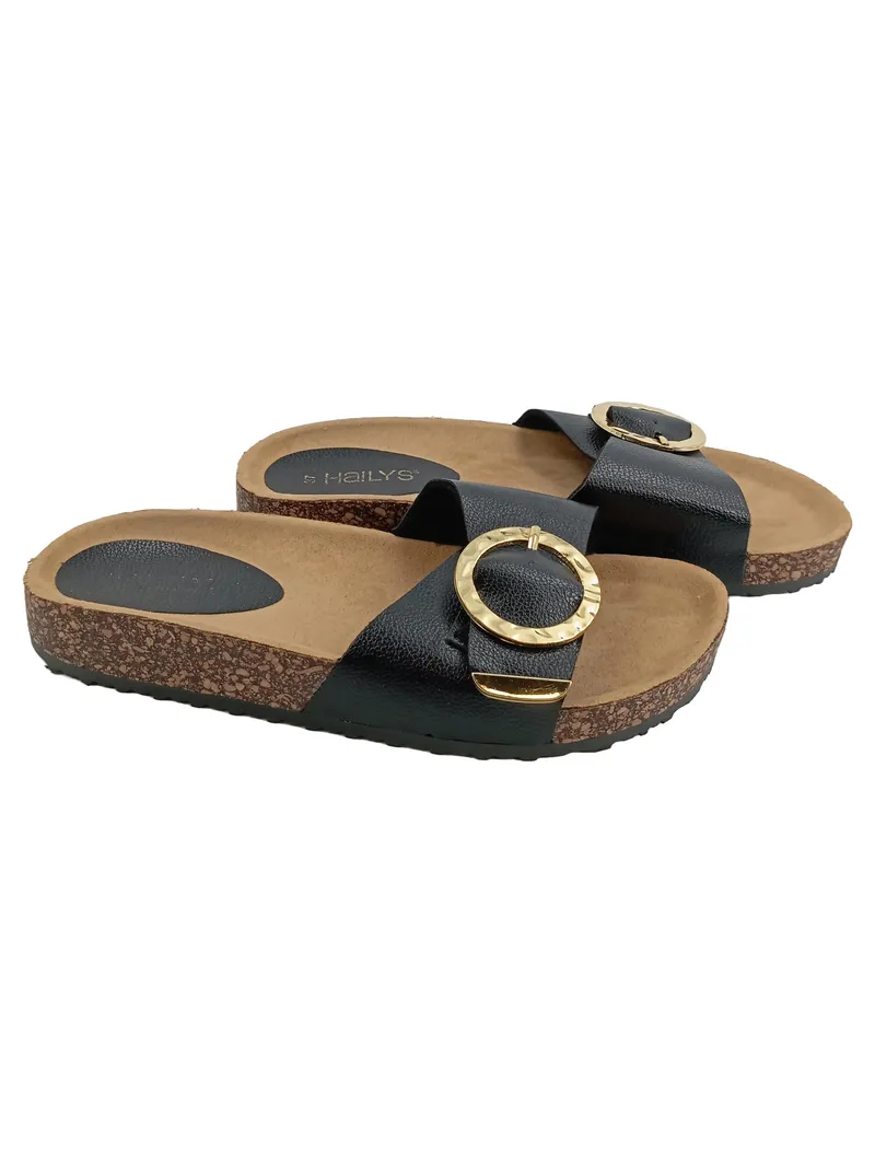 Hailys Damen Pantoletten Gr. 37 Schwarz Casual Sandalen Slip-On 1